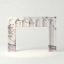 Modern design marble fireplace surround | Sleek arched form | 59 Inch Width | Milas Lilac