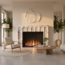 Modern design marble fireplace surround | Sleek arched form | 59 Inch Width | Milas Lilac