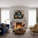 White marble electric fireplace | Fluted modern design | 62 inch Width | Milas Lilac