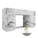 White marble electric fireplace in Milas Lilac - Image 4