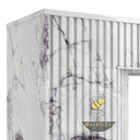 White marble electric fireplace | Fluted modern design | 62 inch Width | Milas Lilac
