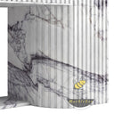White marble electric fireplace in Milas Lilac - Image 7