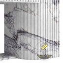 White marble electric fireplace | Fluted modern design | 62 inch Width | Milas Lilac