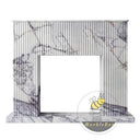 Modern marble fireplace surround | Vertical fluted texture | Width 59 Inch | Milas Lilac