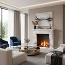 59 inch marble fireplace surround | Stepped architectural molding | Width: 59 Inch | Milas Lilac marble