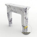 Modern marble fireplace mantel | Sleek purple veining | Width 59" | Milas Lilac