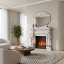 Custom marble fireplace surround | Hand-carved French scroll | 59.06 Inch Width | Milas Lilac