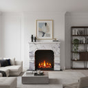 Modern white marble fireplace in Milas Lilac - Image 2