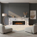 White marble electric fireplace in Milas Lilac - Image 2