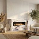 Modern white marble fireplace mantel in Milas Lilac - Image 2