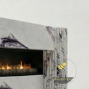 Modern white marble fireplace mantel in Milas Lilac - Image 6