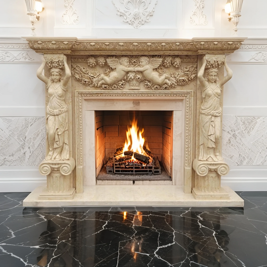 Honed Marble Fireplace Surround