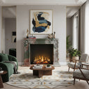 Custom marble fireplace surround in Four season green - Image 2