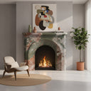 Modern marble fireplace mantel in Four season green - Image 2