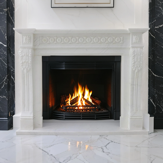 White Marble Fire Surround and Hearth