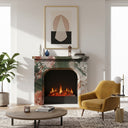 Custom marble fireplace surround in Four season green - Image 2