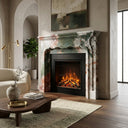 Simple design marble fireplace surround in Marbre Quatre Saisons - Image 2