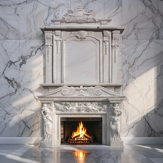 Antique Marble Fireplace Mantel