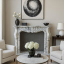 Marble Mantel Hand-Carved Baroque 47" Tall