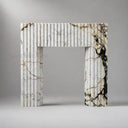Marble fireplace hearth in Calacatta Monet - Image 6