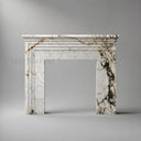 Marble fireplace hearth in Calacatta Monet - Image 5