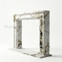 Marble fireplace hearth in Calacatta Monet - Image 4