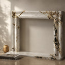 Marble fireplace hearth in Calacatta Monet - Image 5