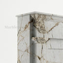 White marble fireplace mantel in Calacatta Monet - Image 7
