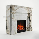 White marble fireplace mantel in Calacatta Monet - Image 5