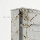 White marble fireplace mantel in Calacatta Monet - Image 7
