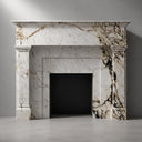 White marble fireplace mantel in Calacatta Monet - Image 4