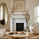 White marble fireplace mantel in Calacatta Monet - Image 3