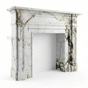 White marble fireplace mantel in Calacatta Monet - Image 4