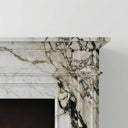 White marble fireplace mantel in Calacatta Monet - Image 5