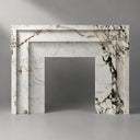 White marble fireplace mantel in Calacatta Monet - Image 4