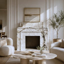 White marble fireplace mantel in Calacatta Monet - Image 2