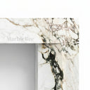 modern marble fireplace mantel in Calacatta Monet - Image 7