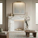 modern marble fireplace mantel in Calacatta Monet - Image 6