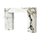 modern marble fireplace mantel in Calacatta Monet - Image 4