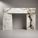 modern marble fireplace mantel in Calacatta Monet - Image 5
