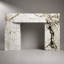 modern marble fireplace mantel in Calacatta Monet - Image 5