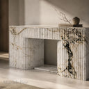 Marble electric fireplace in Calacatta Monet - Image 4