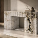 Marble electric fireplace in Calacatta Monet - Image 4