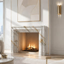 bolection marble fireplace in Calacatta Gold - Image 2