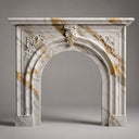 Marble fireplace hearth in Calacatta Gold - Image 4