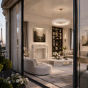 Marble fireplace mantel in Calacatta Gold - Image 6