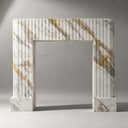 Marble fireplace hearth in Calacatta Gold - Image 3