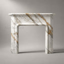 Marble fireplace hearth in Calacatta Gold - Image 6