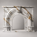 White marble fireplace in Calacatta Gold - Image 8
