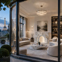 White marble fireplace in Calacatta Gold - Image 4